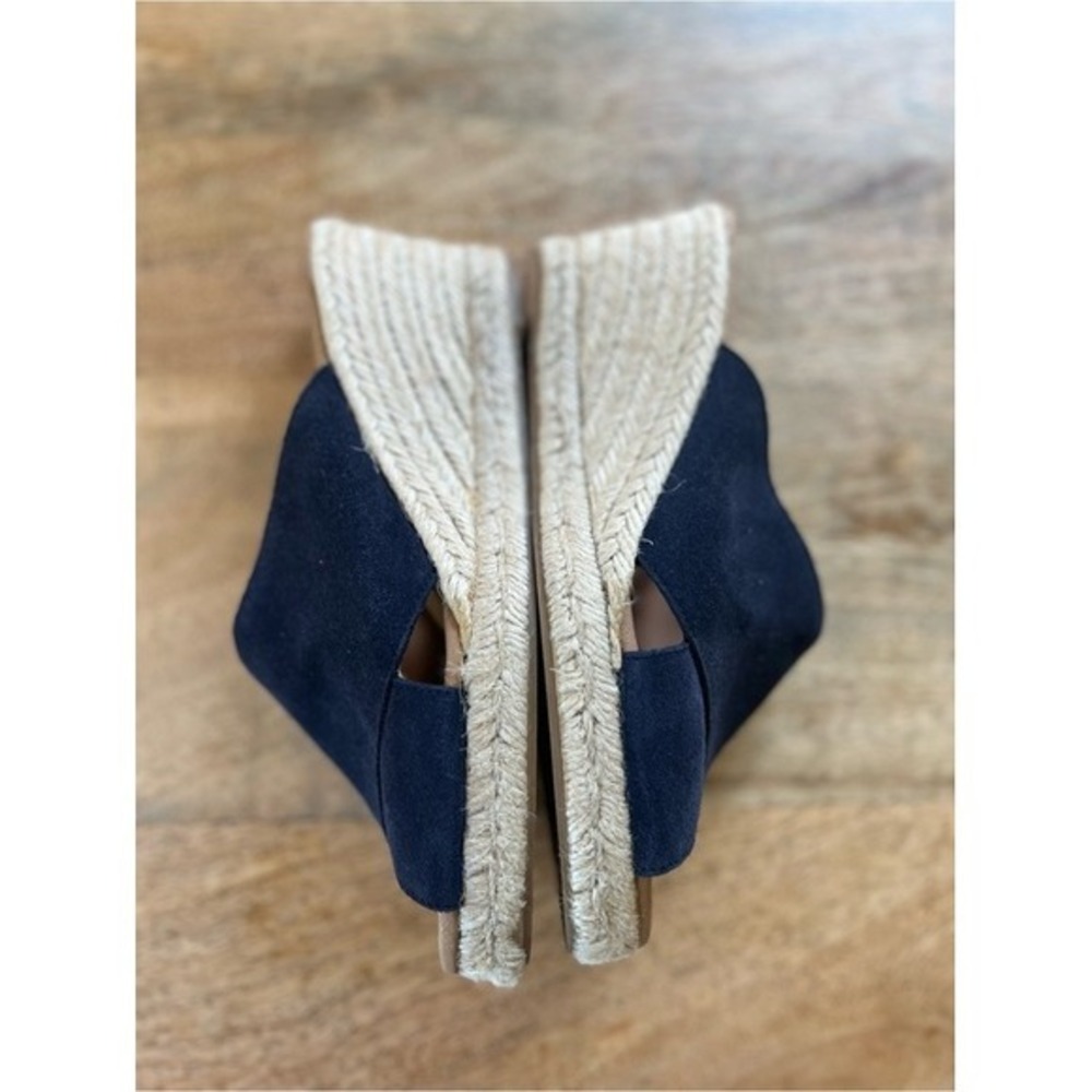Paseart Navy Suede Crisscross Espadrille Wedge Sandals size 7.5 - Picture 6 of 9
